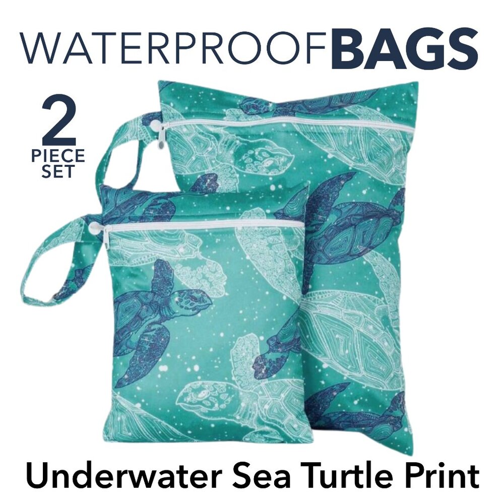 2 Piece Waterproof Bag Set - Sea Turtle OR Tropical Palm Tree - Picture 3 of 7